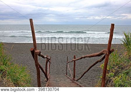 Pacific Ocean. Khalaktyrsky Beach In Petropavlovsk-kamchatskiy. Kamchatka Peninsula, Russia