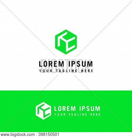 Letter Ne Logo In Hexagon Shape And Green Background, Cube Logo With Letter Design