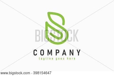 Initial Letter B Logo. Abstract Letter B Formed From Unique Green Line Shape, Usable For Business, I