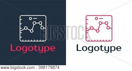 Logotype Line Browser With Stocks Market Growth Graphs And Money Icon Isolated On White Background. 