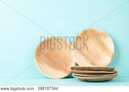 Betal Palm Leaf Plate (biodegradable, Compostable, Disposable Or Eco Friendly Plate) On Pastel Color