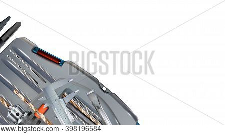 Realistic Corner Composition On The Theme Of Assembler Or Locksmith Skill. Craft Hand Metal Processi