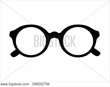 Retro Icon Glasses Isolated On Background, Retro Black-rimmed Glasses, Women's And Men's Accessory. 
