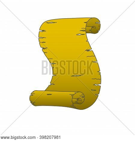 Papyrus Parchment Scroll. Acient Paper Parchment Isolated In White Background. Vector Illustration I
