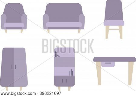 Icon Set Of Furniture Vector Color For Web