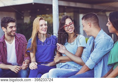 International Young Adults Talking About In Poltics And Lifestyle In Vintage Retro Look