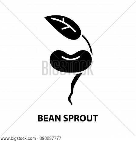 Bean Sprout Icon, Black Vector Sign With Editable Strokes, Concept Illustration