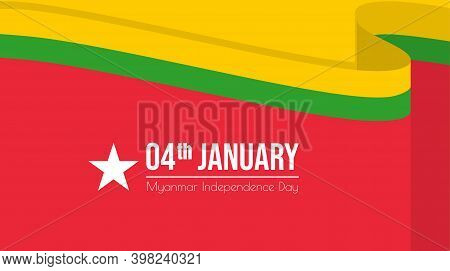 Myanmar Background Design With Myanmar Flag Color. Good Template For Myanmar Independence Day Or Nat