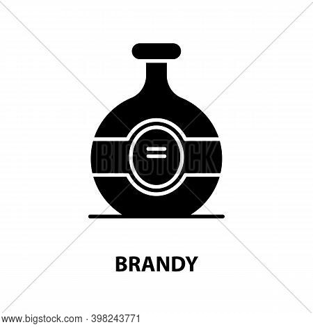 Brandy Icon, Black Vector Sign With Editable Strokes, Concept Illustration