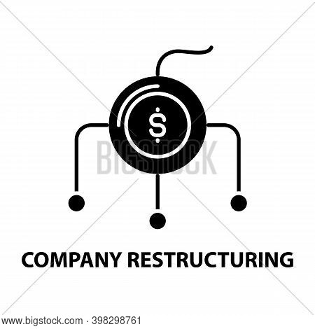 Company Restructuring Icon, Black Vector Sign With Editable Strokes, Concept Illustration