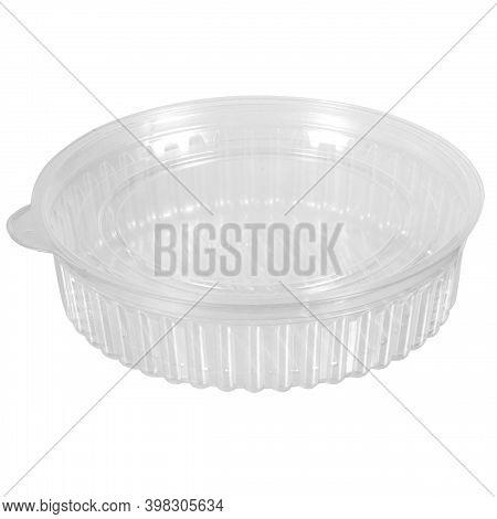 Reusable Plastic Transparent Box For Takeaway Food, Picnic, Salad For Shop Isolated On White
