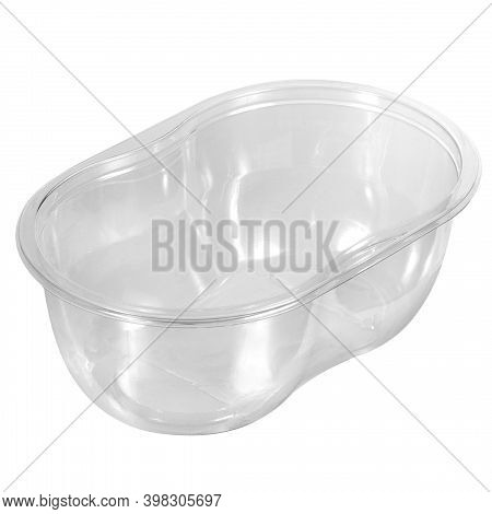 Reusable Plastic Transparent Box For Takeaway Food, Picnic, Salad For Shop Isolated On White