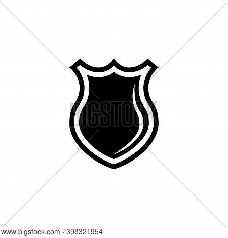 Police Officer Badge, Sheriff Shield. Flat Vector Icon Illustration. Simple Black Symbol On White Ba