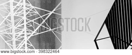 Abstract Line Black And White Metal Industrial Technology Banner Background
