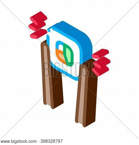 Sushi Roll Holding Sticks Icon Vector. Isometric Sushi Roll Holding Sticks Sign. Color Isolated Symb