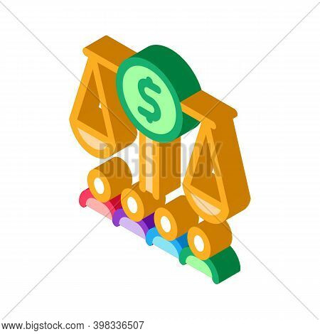 Scales With Money Nd Businesspeople Icon Vector. Isometric Scales With Money Nd Businesspeople Sign.