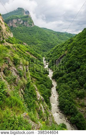 View Of Cherek Gorge In The Caucasus Mountains In Kabardino-balkaria, Russia