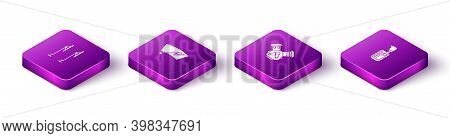 Set Isometric Windscreen Wiper, , Car Engine And Gear Shifter Icon. Vector