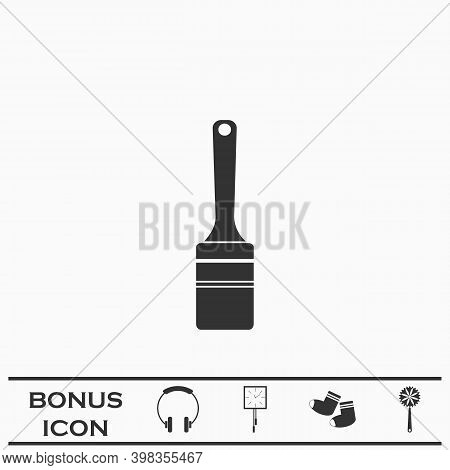 Renovation Instrument Brush Whitewash Icon Flat. Black Pictogram On White Background. Vector Illustr