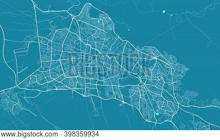 Detailed Map Of Tabriz City Administrative Area. Royalty Free Vector Illustration. Cityscape Panoram