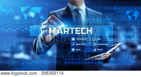 Martech, Marketing Technology Business Concept On Virtual Screen Dashboard.