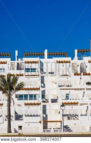Spanish Resort White Buildings. Mojacar Village In Andalucia, Coast Almeria, Spain