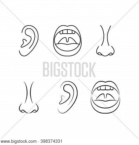 Ent Specialist Logo With Ear, Nose And Throat. Flat Stroke Modern Linear Logotype Graphic Thin Line 