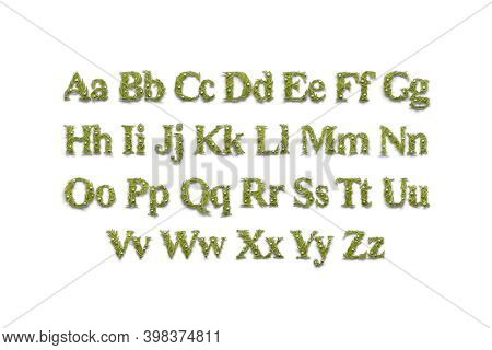 Decorative Capital And Lowercase Aphabet, Xmas Font Mockup Set, Isolated, 3d Rendering. December Sea