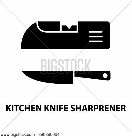 Kitchen Knife Sharprener Icon, Black Vector Sign With Editable Strokes, Concept Illustration
