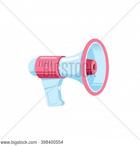 Loudspeaker Or Megaphone Isolated On White Background, Flat Style Vector