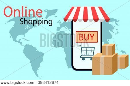 Online Shopping. Online Shopping Advertising. Parcels, Products. Purchases. Shopping On Your Phone. 