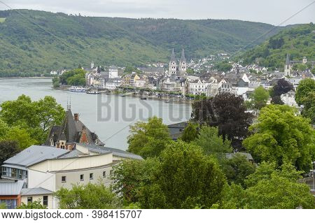 Aerial View Of Boppard Located At The Rhine River In The Rhein-hunsrueck-district In Rhineland-palat