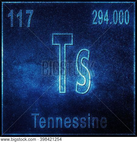 Tennessine Chemical Element, Sign With Atomic Number And Atomic Weight, Periodic Table Element