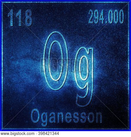 Oganesson Chemical Element, Sign With Atomic Number And Atomic Weight, Periodic Table Element