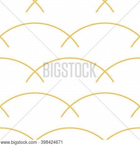 Boiled Floury Product Spaghetti Seamless Pattern Isolated On White Background.