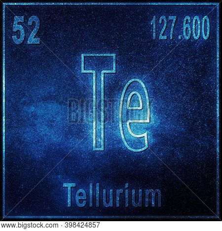 Tellurium Chemical Element, Sign With Atomic Number And Atomic Weight, Periodic Table Element