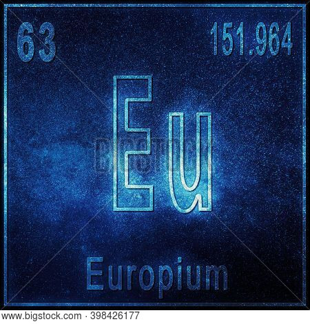 Europium Chemical Element, Sign With Atomic Number And Atomic Weight, Periodic Table Element