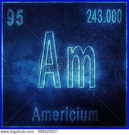 Americium Chemical Element, Sign With Atomic Number And Atomic Weight, Periodic Table Element