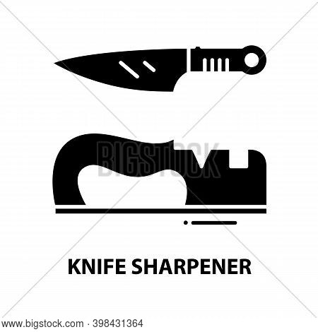 Knife Sharpener Icon, Black Vector Sign With Editable Strokes, Concept Illustration
