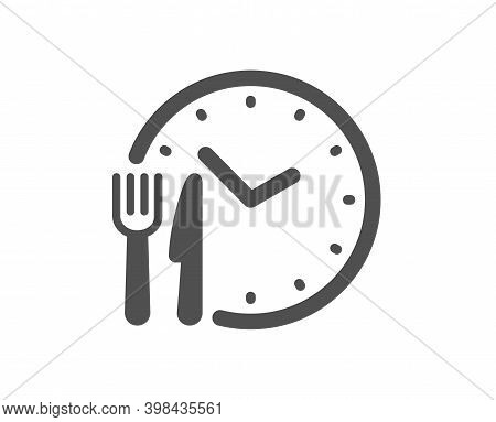 Food Time Icon. Meal Order Clock Sign. Restaurant Opening Hours Symbol. Quality Design Element. Flat