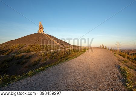 Gelsenkirchen, Germany - November 6, 2020: Rheinelbe Tip, Landmark Of Ruhr Metropolis Against Sky On