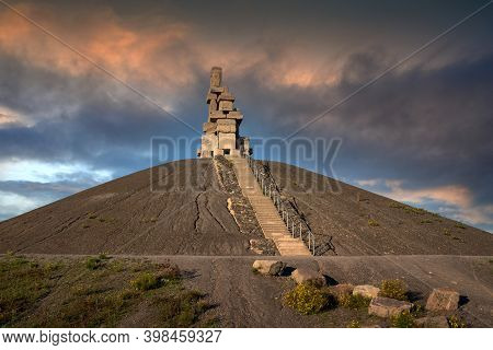 Gelsenkirchen, Germany - November 6, 2020: Rheinelbe Tip, Landmark Of Ruhr Metropolis Against Sky On