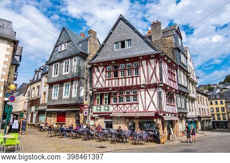 Morlaix, France - August 28, 2019: Traditional Half-timbered Houses In The Old Town Of Morlaix, Depa