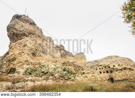 Close Up View Of Historical Ruins Site In Southern Georgia - Gagi Fortress. Tarvel And Cultural Heri