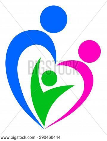Familty Care Icon With Flat Style. Isolated Raster Familty Care Icon Image On A White Background.