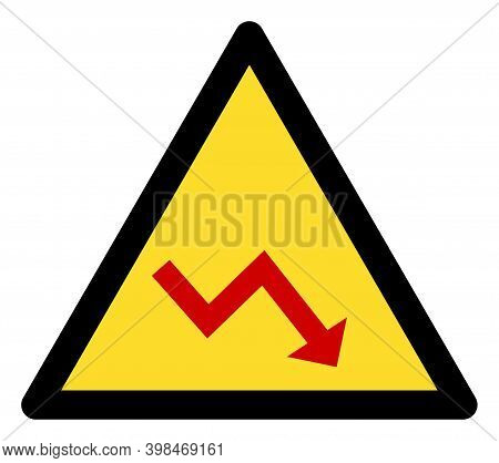 Recession Warning Icon With Flat Style. Isolated Raster Recession Warning Icon Image On A White Back