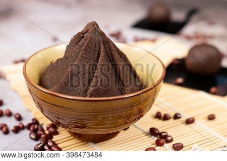 Anko Japanese Sweet Red Bean Paste Served In Bowl