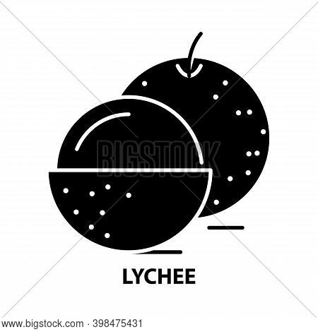 Lychee Icon, Black Vector Sign With Editable Strokes, Concept Illustration