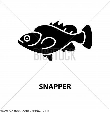 Snapper Icon, Black Vector Sign With Editable Strokes, Concept Illustration