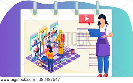 People Work Online While Sanitary Worker Treat Their Workplace With Disinfectant Solution. Housewife
